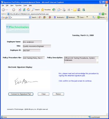 Policy Acknowledgement Database (ASP.NET, SQL Server, USB Signature Pad Integration)